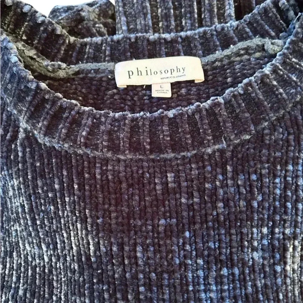 Super Soft Chenille Crew Neck Philosophy Sweater Size L